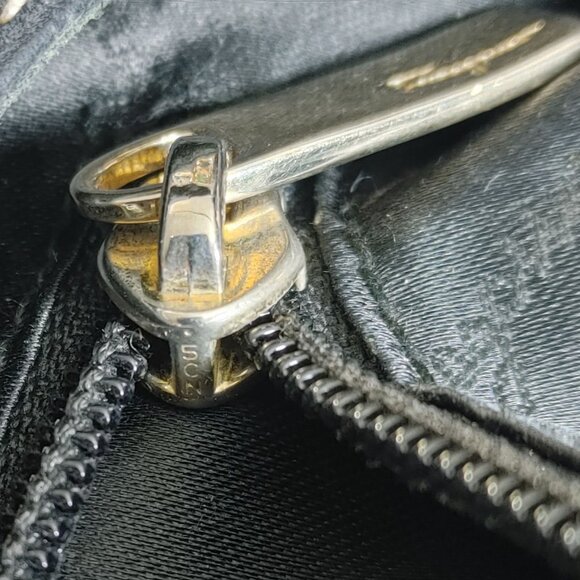 Salvatore Ferragamo Hobo Bag Black Leather Suede White Stitching Italy - Picture 14 of 16